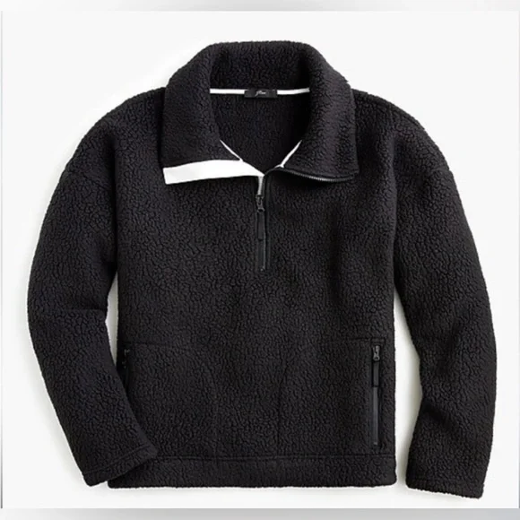 J.Crew Polartec® Fleece Black Half-Zip Pullover Jacket - Picture 1 of 8